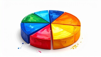 Colorful 3D Pie Chart on White Background