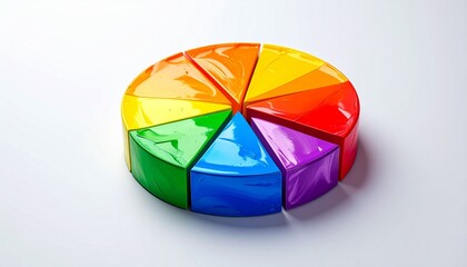 Colorful 3D Pie Chart on White Background