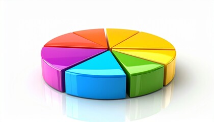 Obraz premium Colorful 3D Pie Chart on White Background