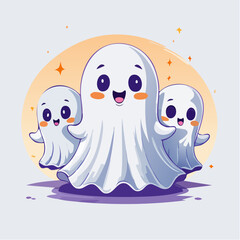Fototapeta premium Funny Ghost Icon Pack for Holiday Design
