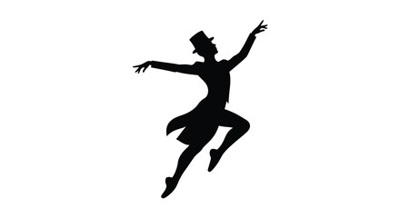 a graceful dancer silhouette leaping with arms extended
