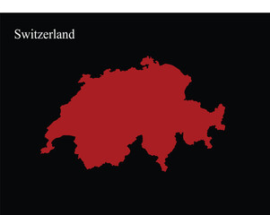 Switzerland map vector High detailed vector outline red map