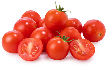 Sweet Japanese Bijin and Amela tomatoes on white background, Fresh red Tomato isolate on white with clipping path.