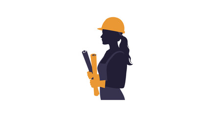 a woman engineer holding tools wearing safety helmet