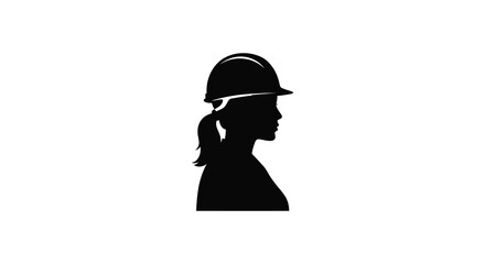 a silhouette of a woman wearing a helmet