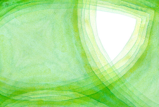 Abstract green watercolor background with copy space and white frame