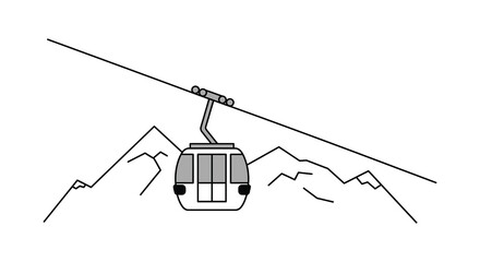 a cable car suspended over majestic mountain peaks © MIRAJ02