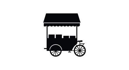 a simple black silhouette of a vintage food cart