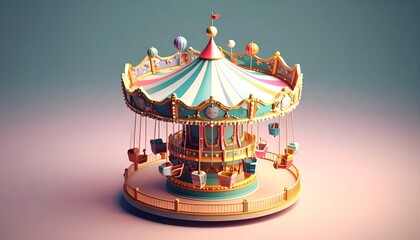 Fototapeta premium Enchanting whimsical carnival ride, digital art illustration, abstract aesthetic, and stunning details