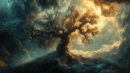 Obraz premium Tree that is standing in the middle of a storm genealogy tree