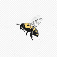 Detailed Illustration of a Bee in Flight.
