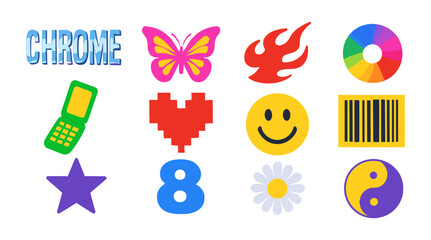 Diverse icon collection featuring bold and colorful designs with modern aesthetic