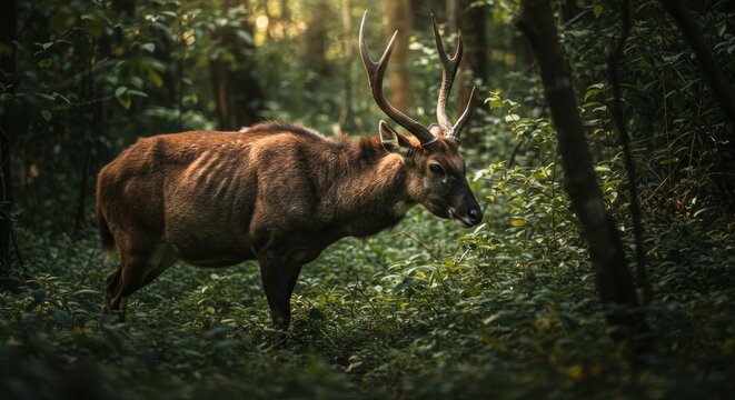 Rare Saola Antelope in the Forest, A Glimpse into the Biodiversity