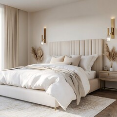 Obraz premium Neutral-toned Bedroom Interior Design
