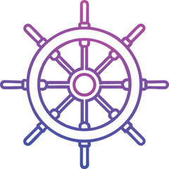Obraz premium Nautical Ship Wheel Icon with Gradient Purple and Blue Outline EPS vector file download