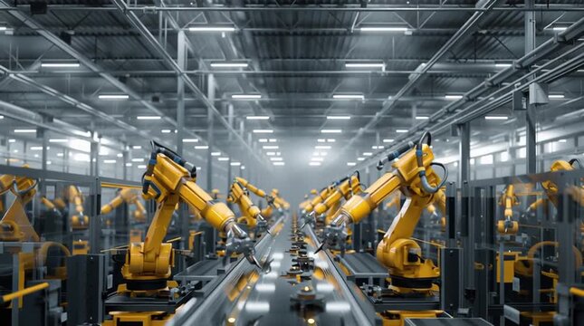 Robotic arms in a modern manufacturing facility.