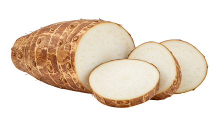 Freshly Sliced Yam Root on a Smooth Beige Background