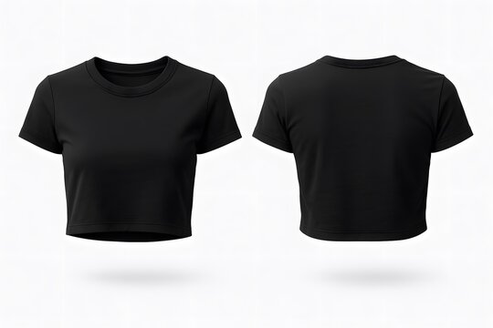 Black Women&rsquo;s Crop Top Mockup Front and Back for Trendy Clothing Branding