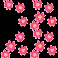 Seamless Vector Pattern of Pink and Yellow Floral Blooms
