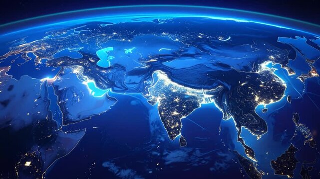 Illuminated Earth: A Nighttime Perspective of Asia's Vibrant City Lights