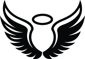 Angel Wings and Halo Silhouette