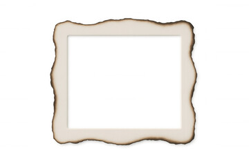 Vintage burnt paper frame with transparent backdrop, creating nostalgic border for antique-style photo or artistic presentation