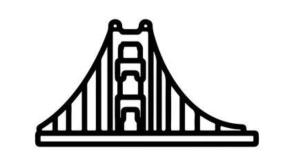 Golden Gate Bridge outline icon with transparent background