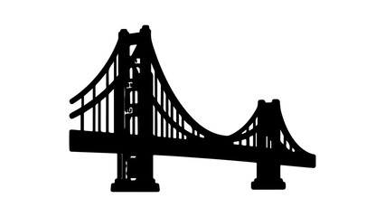 Golden Gate Bridge silhouette with transparent background