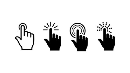Hand interaction icons set with transparent background