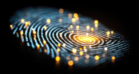 Fingerprint, digital, glowing particles