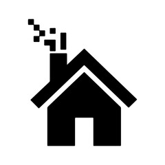 House icon with smoke from chimney with transparent background