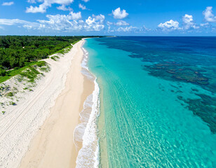 エメラルドグリーンの海岸線