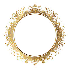 Elegant Golden Circular Frame with Intricate Floral Design