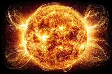 Fiery sun with plasma filaments