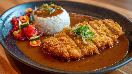 Katsu curry with breaded and fried pork cutlet
