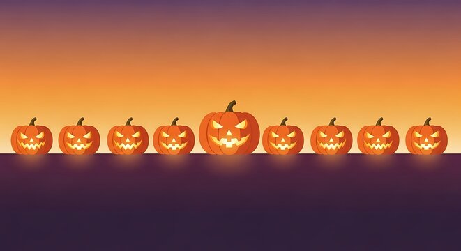 A festive arrangement of luminous jack-o'-lanterns evokes a spirited autumnal celebration Halloween season decor