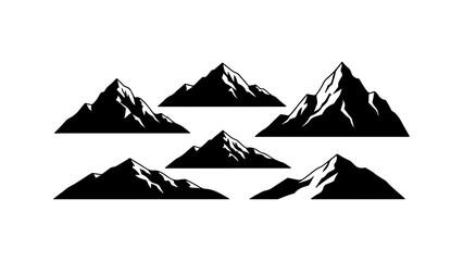 Mountain range silhouette with transparent background