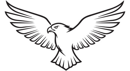 Stylized Eagle with Spread Wings Line Art Illustration