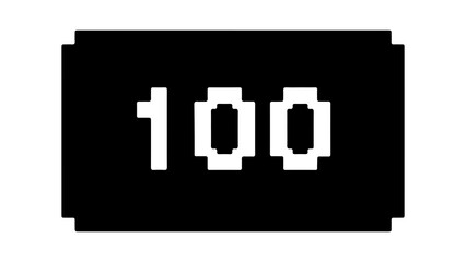 Number 100 in black square with transparent background