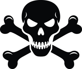 Black silhouette of a skull and crossbones symbol, representing danger, toxicity, and a warning sign for hazardous materials.