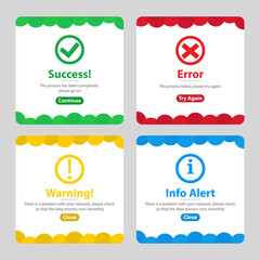 popup alert message notification vector collection for web design