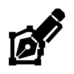 Pen nib and inkwell icon with transparent background