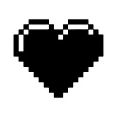 Pixel heart icon with transparent background