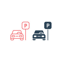 Parking sign vector illustration icons set