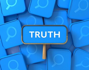A blue signpost with the word "TRUTH" in white lettering