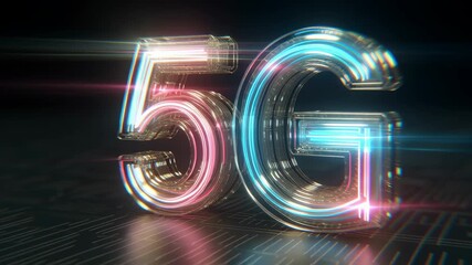 6G 5g technology concept glowing transparent futuristic digital network communication with red blue light effects symbolizing advanced high speed - Powered by Adobe