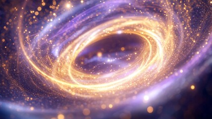 Obraz premium Neon yellow led swirl creating dynamic magic circle with glittering effects