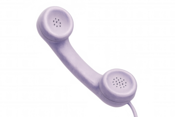 Purple vintage phone handset isolated on transparent background, evoking nostalgia and classic communication