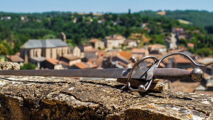 Macro d'une épée du Moyen-âge