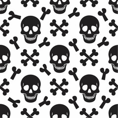 Halloween Skull Seamless Vector Pattern